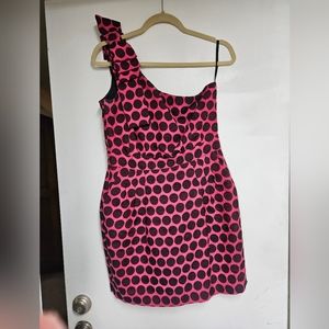 French Connection polka dot one shoulder dress